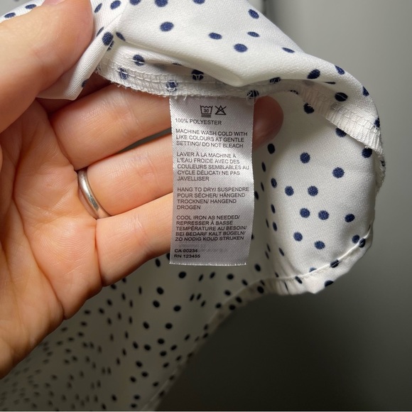 SFW women’s Black and white polka dots ruched sleeves and bow tie blouse in M - Picture 6 of 7